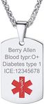 PROSTEEL Medical Alert Necklace Stainless Steel Dog Tag Pendant Necklace for Men Women Gifts Custom Medical ID Jewelry Gift