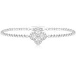 Tobestu Platinum Plated Four Leaf Clover Tennis Bracelet White Cubic Zirconia Diamond Tennis Chain Daily Wear for Women （Size 6.7inch YA4810