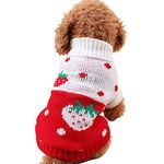 CHBORCHICEN Pet Dog Sweaters Classic Knitwear Turtleneck Winter Warm Puppy Clothing Cute Strawberry and Heart Doggie Sweater (Red1, X-Small)