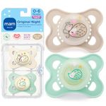 MAM Glow in the Dark Night Orthodontic Pacifier, Unisex, 0-6 Months, 2-Count