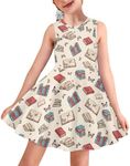 Dreaweet Butterfly and Book Print Dresses for Girls 13-14 Years Old,Vintage Dress Summer Casual Dresses Sleeveless A-Line Tank Dress for Beach School