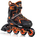 2PM SPORTS Torinx Orange Black Boys Adjustable Inline Skates, Fun Skates for Kids, Beginner Roller Skates for Girls, Men and Ladies - Large (4Y-7Y US)