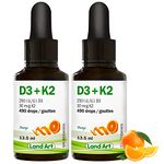 Certified Organic Vitamin D3 & K2 (MK7-Natto) - 490 Drops- Support Your Bones, Immune System - Non-GMO - Gluten Free - Made in Canada (13.5 ml (Pack of 2))