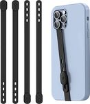 Phone Loop, takyu 4PCS Phone Grip Anti-Fracture Texture Design Durable Silicone Phone Finger Strap, Adjustable Phone Holder for Hand for Phone Back Fits Most Phone Cases (Black/ 4 PCS)