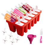 Popsicle Mold, 12 Cavities Popsicle Molds Silicone, Reusable Ice Cream Molds with Extra Popsicle Sticks, Easy Release Ice Pop Maker