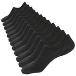 Mottee&Zconia M&Z Mens Low Cut No Show Cotton Casual Ankle Non-Slide Reinforced Black Socks 6 Pack Size L:11~13