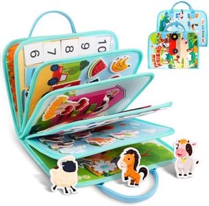 Sewulidon Montessori Busy Board for Toddlers 3 4 5 6,Farm Busy Book Quiet Toys for Airplane Travel,Felt Educational Book Pre School Learning Activities for Baby,Birthday Idea for Girls&Boys