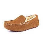 DREAM PAIRS Women's Fuzzy House Slippers Cozy Faux Fur Micro Suede Moccasins Slip on Loafer Shoes for Indoor and Outdoor, Chesnut, 5