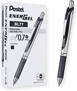 Pentel Energel Liquid Gel Pen 0.7mm Medium Nib Black Ink, Box of 12 Pens (BL77-A)