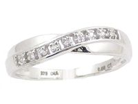 The Diamond Ring Collection: 9ct White Gold 0.05CT Diamond Channel Set Crossover Eternity Ring (Size I)