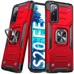 Anqrp Galaxy S20 FE 5G Case, Military Grade Shockproof Protective Phone Case 360° Free Rotatable Metal Kickstand Phone Cover (Support Magnet Mount) Compatible with Samsung Galaxy S20 FE/S20 FE 5G, Red