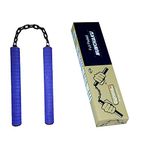 Gyronax Foam Nunchaku, Blue Foam Colour Handle 10” with 9” Metal Chain,Pack of 1