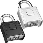 Large Heavy Duty Combination Padlock, [2 Pack][One-click Open] Diyife 52mm 4 Digit Locker Lock Weatherproof Lock Outdoor Combination Lock for School Gym Locker,Shed,Fence,Hasp,Cabinet (Black & Sliver)