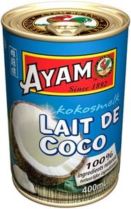AYAM Lait de Coco | 100% Ingrédients Naturels | Goût Authentique | Haute Qualité | Alimentation Saine | Lait Végétal | Sans Lactose | Sans Gluten | Sans Conservateurs ni additifs - 400ml - 1pc