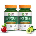 Pure Nutrition Cranberry & Amla with 3bn CFU Probiotics, UTI Health Supplement for Women & Men| Supports Kidney Health, Useful for Bladder & Urinary Tract Infections | 550mg - 60 Veg Caps (Pack 2)