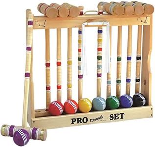 8 Player Croquet Set Amish-made in Wood Rack with 32" Handles