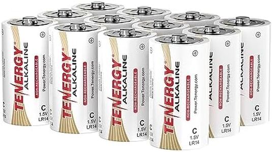 Tenergy 1.5V C Alkaline LR14 Battery, High Performance C Non-Rechargeable Batteries for Clocks, Remotes, Toys & Electronic Devices, Replacement C Cell Batteries, 12 Pack