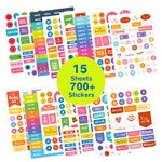 Student Planner Stickers - 15 Sheets, 700+ Stickers - School Planner Stickers and College Stickers - Homework and Study Planning Stickers for Academic Planners, Nursing Students or Teacher Planners