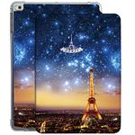 DuraSafe Cases for iPad 9.7 5th 6th Gen Air 1st 2nd Generation [iPad 5 6 Air 1 2] A1893 A1822 A1566 A1474 MH2V2HN/A MRM52HN/A TPU Ultra Slim Printed Flip Case with Corner Protection - Paris Night