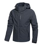 Hikevitang Men's Lightweight Waterproof Rain Jacket,Shell Hooded Outdoor Raincoat Hiking Windbreake jacket(R6226-G-S)