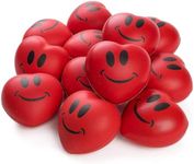 Neliblu Set of 12 Heart Stress Balls - Valentines Day Red Hearts 3" Smile Face Squeeze Stress Relief Heart Shape Stress Ball - Fun Party Favors for Kids and Adults - Heart Shape Mini Foam Balls