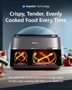 Philips Airfryer 3000 Series Dual Basket – 3L & 6L RapidAir Plus, Digital Touchscreen