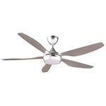 reiga 54 Inch Silver DC Motor Modern Smart Ceiling Fan with Light for Living Room Bedroom