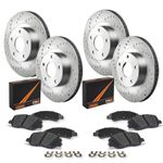 Max Advanced Brakes Front & Rear Brake Kit For 2015-2020 Ford F150 w/EPB 2018-2021 Ford Expedition Lincoln Navigator Replacement Cross Drilled Disc Brake Rotors and Ceramic Brake Pads