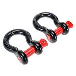 BOOMSTART Heavy Duty Bow Shackle, 4.75 Tons (9,500 Lbs) Screw Pin Bow Shackle, 3/4 inch Alloy Steel D-ring Shackle for Towing Lifting Strap, Trucks Pickups Jeeps, Off-Road Vehicles, Red and Black