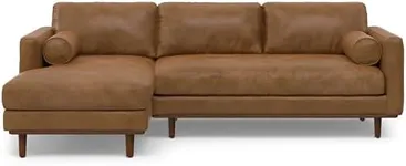 SIMPLIHOME Morrison Left Sectional Sofa in Full-Grain Genuine Leather, Caramel Brown, 102-inches Wide, L-Shaped Leather Couch with Left Chaise for The Living Room and Family Room