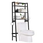 MallKing Toilet Storage Rack, 3 -Tier Over-The-Toilet Storage Shelf,Bathroom Space Saver - 100% Wood and Easy to Assemble(Black)