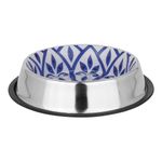 Furry Castle Printed Anti-Skid Stainless Steel Water and Food Feeding Bowl for Dogs, Puppies, Cats | Easy to Clean Pet Feeder for Dogs, (900ml, Medium, Purple & White)