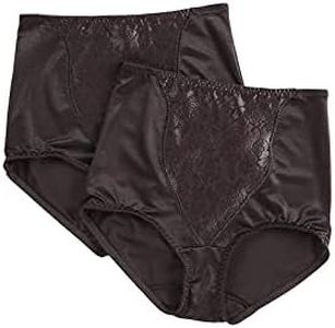 Bali Women's Shapewear Double Support® Coordinate Brief with Lace Tummy Panel Light Control 2-Pack, Black, 2X