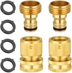 3 Sets Garden Hose Quick Connect,Solid Brass Quick Connector Garden Hose Fitting 3/4 Inch GHT,No-Leak Water Hose Male Female Connector