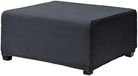 Highdi Jacquard Ottoman Cover Rectangle Plain Stretch Sofa Footstool Slipcover, Stool Protector Cover with Elastic Bottom, Dustproof Removable Washable Footrest Pouffe Covers (Anthracite,M)