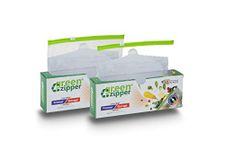 GREEN ZIPPER Seal Freezer Food Storage Bags 15 Bags In 1 Box Microwave Safe, Re-Usable, Washable, Transparent & Bpa Free (Small 2X)