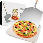 Joeji's Kitchen Authentic Italian Pizza Stone & Pizza Peel Set | Pizza Stone for Oven Use At Home | Pizza Stone for BBQ | Round, 30cm x 38cm