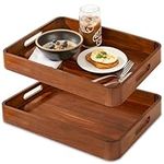 Acacia Wooden Serving Trays with Ha