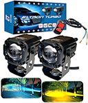 ELTRON TURBO 1 Year Warranty Original Imported Mini Driving Fog Light Led DC Power 12V-24Volts 80Watts Universal For All Motorcycle, Scooties, Car, Projector Light White And Yellow (Pack Of 2, Switch)