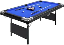 Garvee 7 Billiards Table, Adults Folding Billiards Tables, Portable Pool Table, Pool Tables Set for Family Game Room, Adult Rrec Room, Basements, Man Cave or Garage, Blue