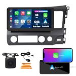 Kunfine CarPlay Android Auto Navigation Stereo GPS Radio Reverse Camera Display 10.33" QLED Touchscreen Headunit Tablet Pad Media Player For Honda Civic 2004-2011(RHD), if Applicable Octa Core 6G+128G