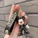 Penny Wise® Cute Mickey/Minnie 3D Keychain | Keyring Bag Charm | Hard Silicone,Unbrekable | Travel Essential | Kids Friendly | Comes With Strap & Bag Hook | Single Piece. (Mickey Black Suit)