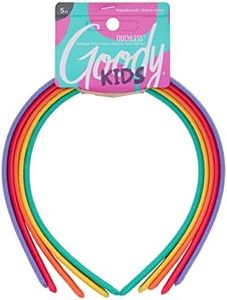 Goody Kids Ouchless Classic Headband , Assorted Colors - For All Hair Types - Beautiful Design for Instant Style - Pain-Free Hair Accessories for Boys, and Girls, 5 Count (Pack of 1)