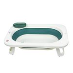 Mylo Kenzo 2-in-1 Foldable Bathtub with Temperature Sensor for 6 Months to 3 Years, Up to 20Kgs Weight Capacity, BPA Free, Anti Slip, EN Certified (Green)