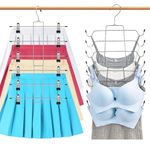 2 Pcs Closet Organizer, 8 Tier Tank Top Hanger and 6 Tier Skirt Hangers with Clips for Women, Bra Tie Jeans Pants and Storage Space Saving, Non-Slip Hanging Sport Bras Holder, Stainless Steel