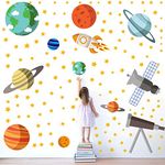 StickMe 'Galaxy Satelite Telescope Baby - Kids - Learning Education Nursery Pre School Kinder Garden Wall Sticker' -SM447 (Multi Colour, Vinyl - 120cm X 120 cm)