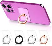 Phone Ring Holder Clear Cell Phone Ring Stand 360° Rotation Transparent Finger Ring Grip Kickstand Compatible with Samsung Android Smartphone Set of 4-Rose Gold Black Silver by Piktime