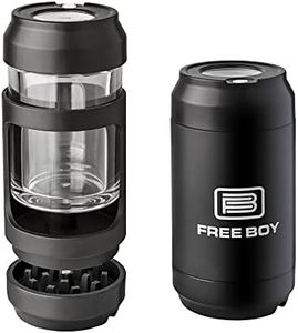 Free Boy Manual Grinder with Light-Up Storage Jars,8 Times Magnifying Viewing Jar,Stash Jar and Grinding,Black