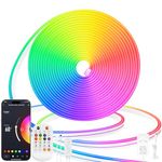 Lamomo LED Neon Strip Light, Flexible 5M RGB Rope Lights, 12V Waterproof Neon Lights App/Remote Control, Colour Changing Music Sync Led Lights for Bedroom Gaming Outdoor Indoor Decor