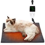 Papettly Pet Heating Pad for Dogs Cats - Constant Temperature Adjustable 30-60°C Puppy Kitten Heated Pet Bed Mat with 13 Timer, Small Pet Electric Warming Mat with 6Ft Chew Resistant Cord, 18”x18”